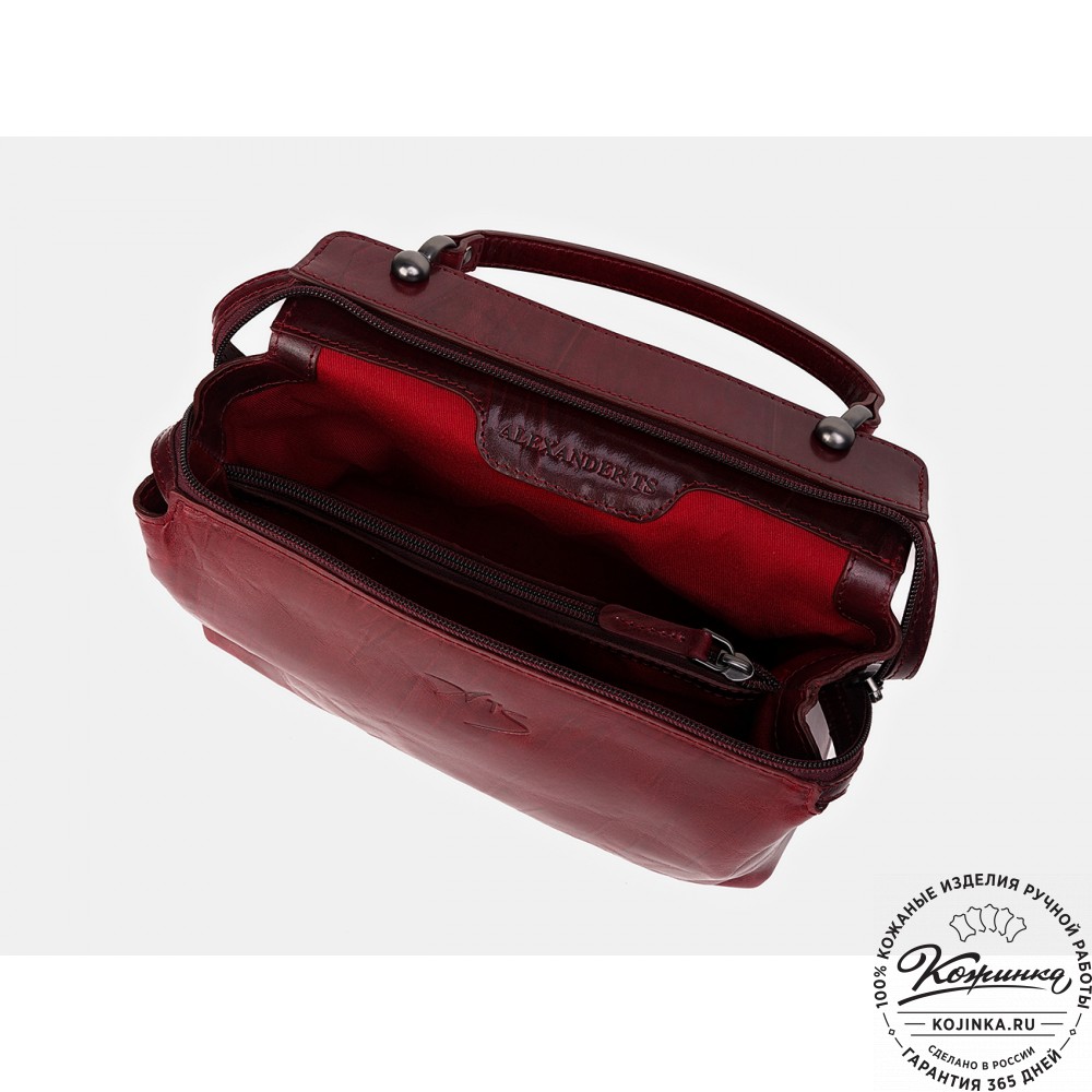 Женская кожаная сумка "Орнелла" (бордовая)